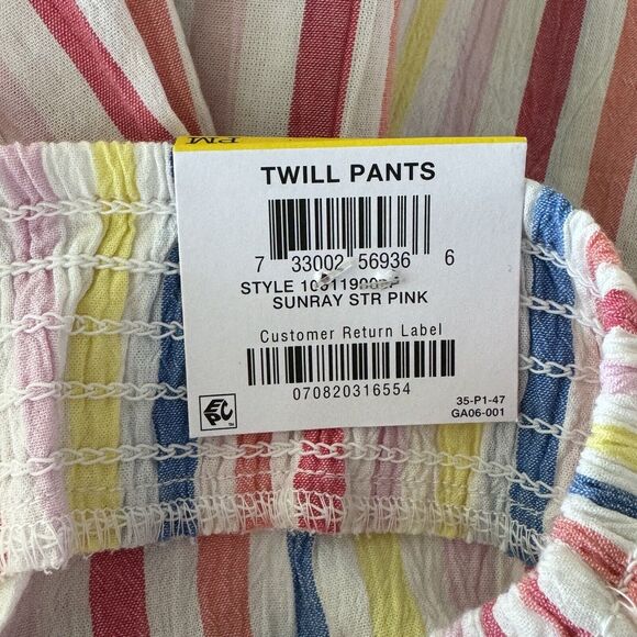 Style & Co Petite Medium Capris Pants Striped Wide Leg Smocked Waist Gauzy Multi - Picture 6 of 8
